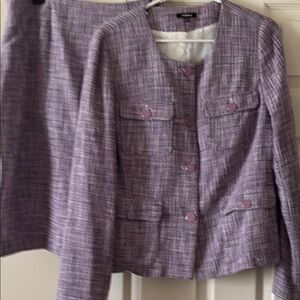 Purple Textured Blazer with Mandarin Collar